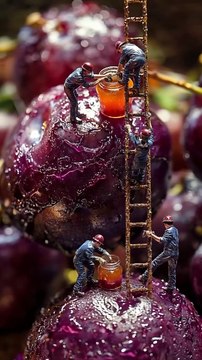 Little People - Harvesting Fruits🍒 Pt.5__Ever wondered what it takes to harvest giant fruits_ Watch as little workers use epic machines and tools to slic(
