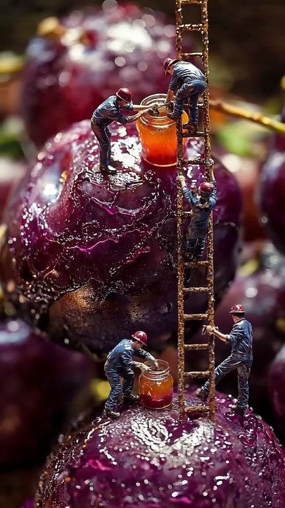 Little People - Harvesting Fruits🍒 Pt.5__Ever wondered what it takes to harvest giant fruits_ Watch as little workers use epic machines and tools to slic(