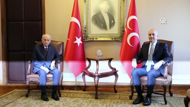 Meclis Başkanı Kurtulmuş, MHP Genel Başkanı Bahçeli'yi partisinin TBMM’deki makamında ziyaret etti