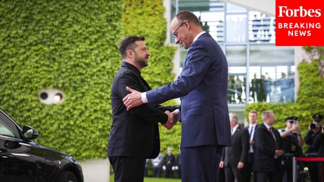 Ukrainian President Volodymyr Zelensky Arrives In Germany And Meets With Chancellor Friedrich Merz