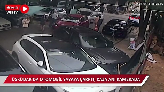 Üsküdar’da otomobil yayaya çarptı; kaza anı kamerada