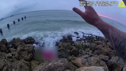 Watch: Missing autistic eight-year-old girl is rescued by police clinging to rocks in Florida