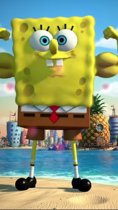 Epic SpongeBob Animation: Heroic Beach Pose! 🏖️💪