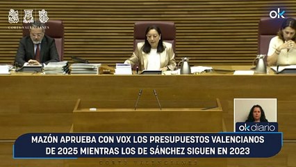 Mazón aprueba con Vox los presupuestos valencianos de 2025 mientras los de Sánchez siguen en 2023