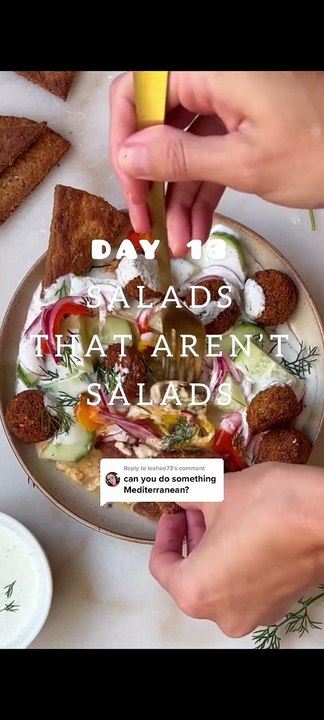 Day 13: Cucumber Dill Salad with Falafel & Whipped Feta Dressing 🥒🧆 | Healthy Dietitian Recipe