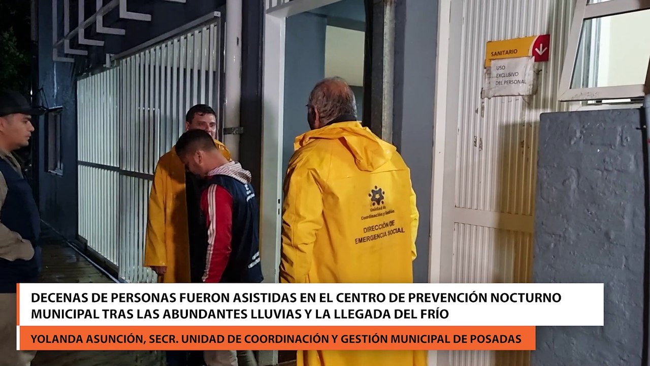 Decenas de personas fueron asistidas en el Centro de Prevención Nocturno Municipal tras las abundantes lluvias y la llegada del frío