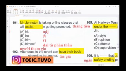 GIẢI CHI TIẾT ĐỀ YBM TOEIC READING 2025 HÀN QUỐC MỚI NHẤT TEST 3 PART 5