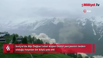 İsviçre'de buzul çökmesi sonucu bir köy yok oldu! İşte görüntüler