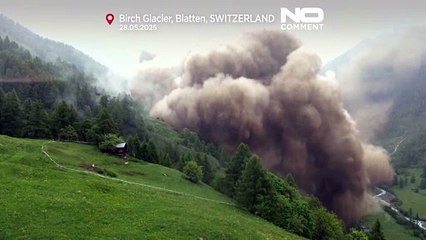 Imagens aéreas mostram aldeia alpina após deslizamento do glaciar Birch