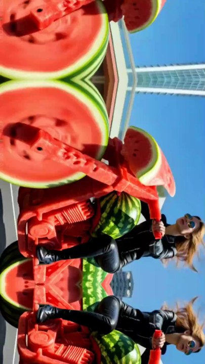 यह लड़की ने तरबूज को अपनी गाड़ी बना दिया