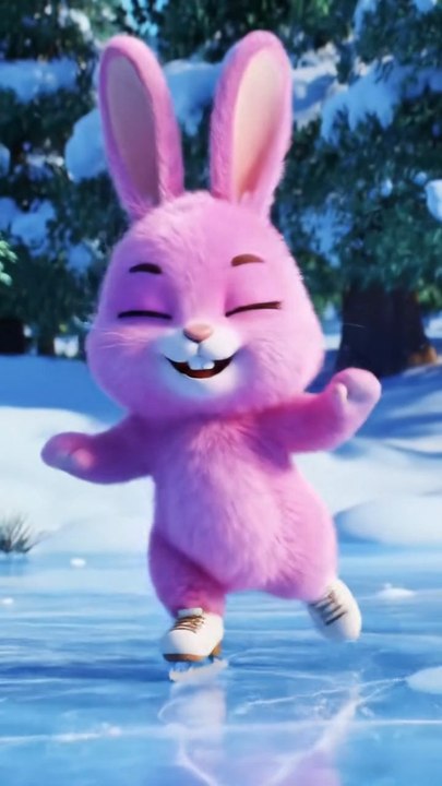 Rabbit enjoying ice skating 🛹