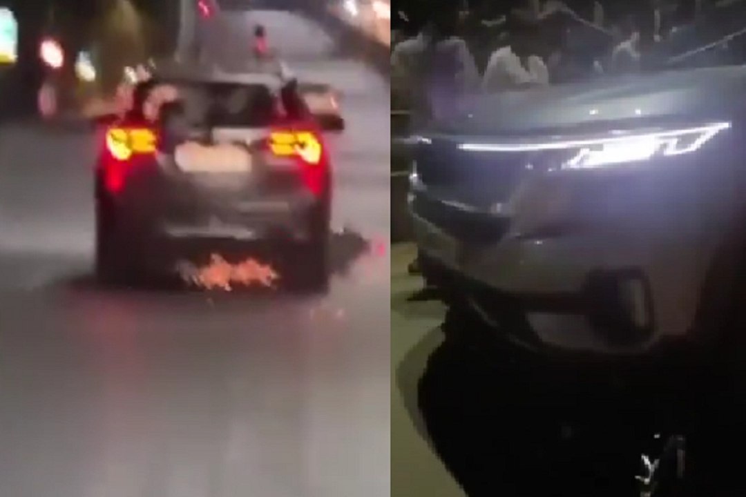 कार चालक ने एक बाइक को टक्कर मारी