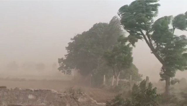 मौसम में हुए बदलाव के बाद पश्चिम से पूर्व की ओर बहुत तेज गति से चली आंधी