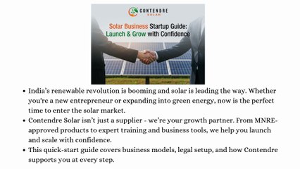 Start Your Solar Business in India — Guide by Contendre Solar
