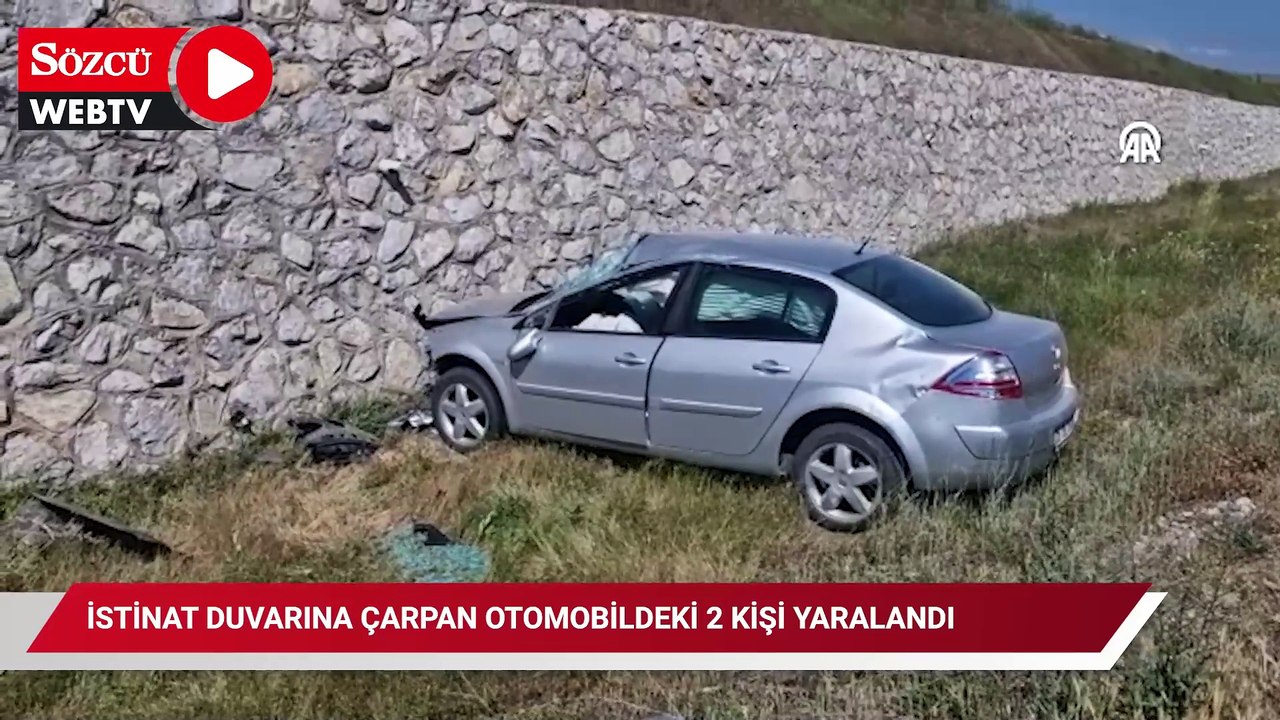 İstinat duvarına çarpan otomobildeki 2 kişi yaralandı