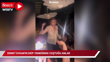 Bahar dizisinin başrolü Demet Evgar'ın ekip yemeğinde coştuğu anlar sosyal medyayı salladı