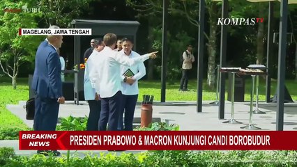 Begini Momen Prabowo dan Macron Berkeliling di Candi Borobudur, Sempat Bercengkrama dengan Biksu