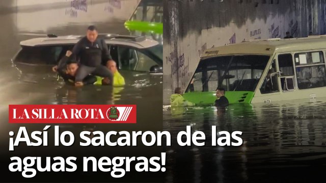 Así rescataron policías a conductor atrapado en aguas negras tras lluvias en CDMX