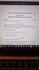 Correction Sujet Bac Amérique du Nord Jour 2 secours Exercice 1 Partie A 🔥