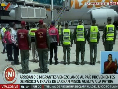 Arriban a Venezuela 315 connacionales repatriados desde México