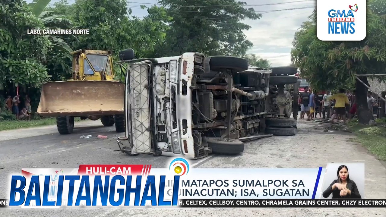 Truck, tumagilid matapos sumalpok sa kotse sa Brgy. Guinacutan; isa, sugatan | Balitanghali