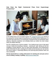 How Does the Right Commercial Pizza Oven Supercharge Productivity