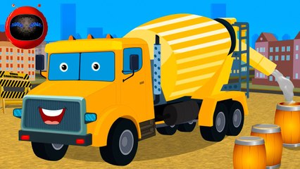 Cement Mixer Street Vehicle Cartoon Video for Preschool Babies