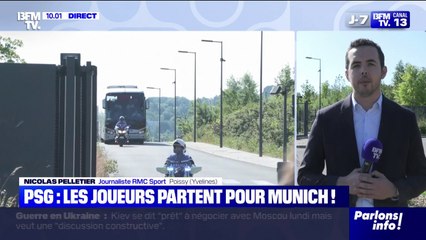 Finale de la Ligue des Champions: les joueurs du PSG en direction de l'aéroport de Roissy-Charles de Gaulle pour rejoindre Munich
