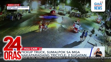 Pickup truck, sumalpok sa mga nakaparadang tricycle; 2 sugatan  | 24 Oras