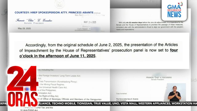 Ilang miyembro ng prosecution panel, nangangamba sa pag-urong ng petsa ng presentation ng articles of impeachment | 24 Oras