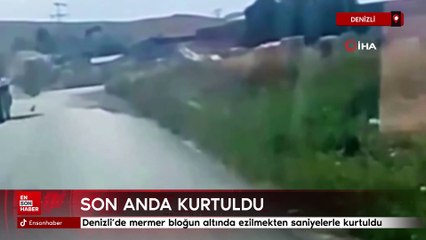 Denizli’de mermer bloğun altında ezilmekten saniyelerle kurtuldu