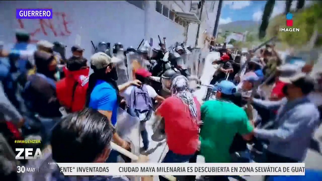 Maestros de la CETEG se enfrentan con la Guardia Nacional en Chilpancingo