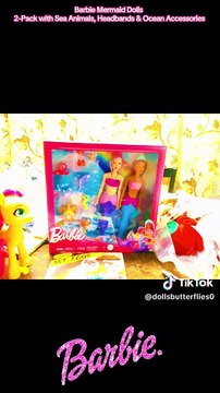 Barbie Mermaid Dolls 2-Pack with Sea Animals, Headbands & Ocean Accessories