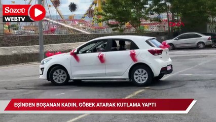 Tekirdağ'da ilginç görüntü: Eşinden boşanmasını göbek atarak kutladı
