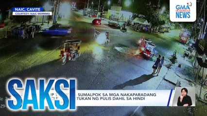 Pickup truck na sumalpok sa mga nakaparadang tricycle, pinaputukan ng pulis dahil sa hindi agad paghinto | Saksi