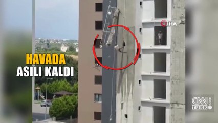 Mersin’de inşaatta dehşet! İskele halatı koptu, işçi havada asılı kaldı