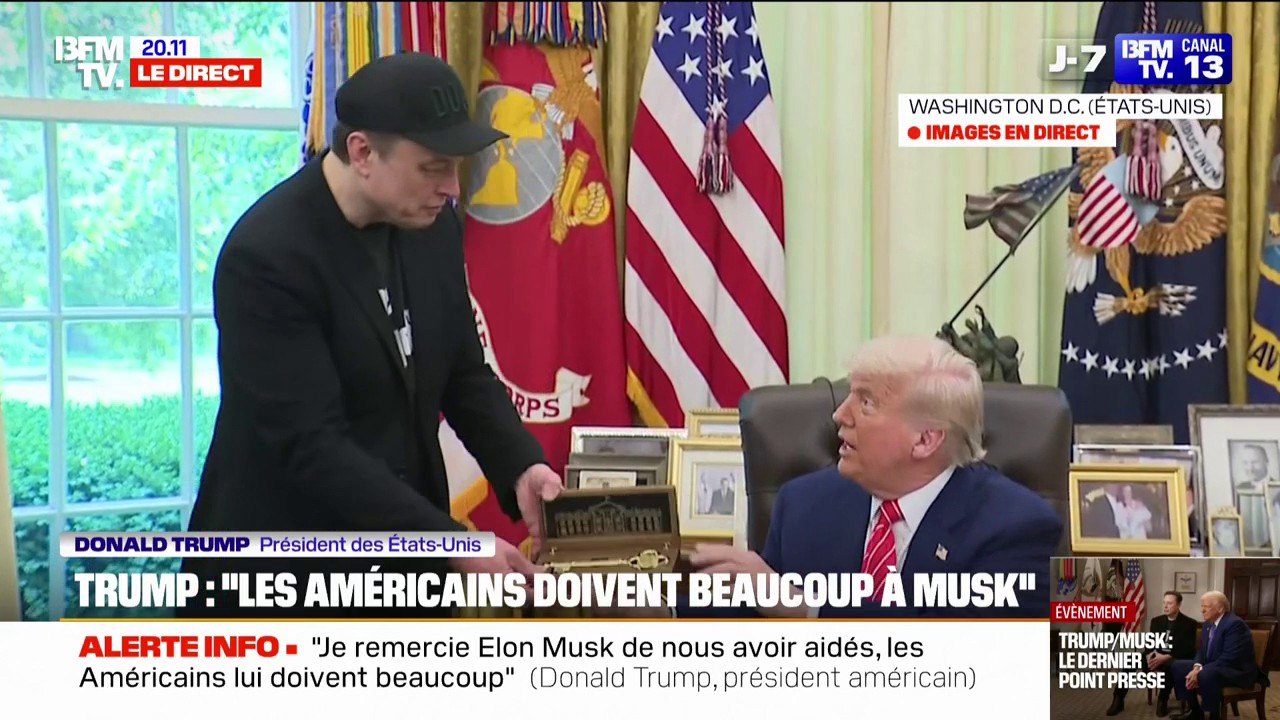 Départ d'Elon Musk: "Il nous a fait un grand service, c'est vraiment dommage car c'est un génie", expose Donald Trump
