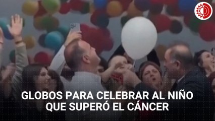 Globos para celebrar al niño que superó el cáncer
