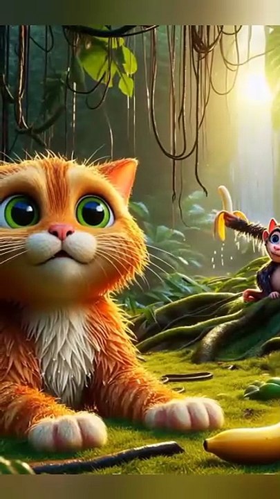 Cute kitten  Lion | Funny Kitten Saves the Day! 🐱🌴 #Shorts #funny #AIshorts #shortvideo #cat #cute