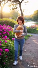 🎉 Marilu Henner Walking in the Park with Her Cat 🐱