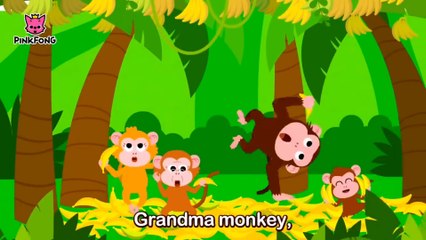 Baby Monkey banana and five little monkeys jumping on the bed..