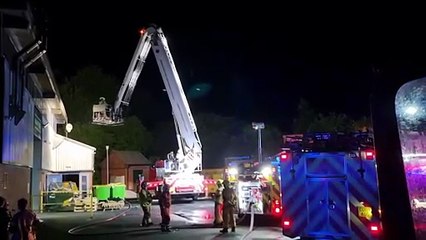 Firefighters battle blaze at factory in Welshpool