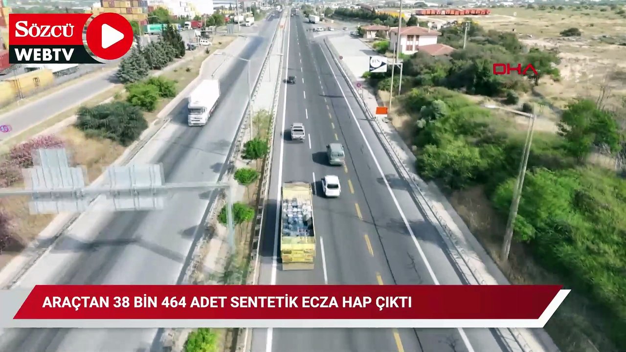 Dronla tespit edilen araçtan 38 bin 464 adet sentetik ecza hap çıktı