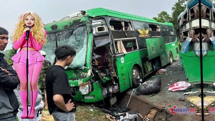 Hai xe giường nằm “va chạm định mệnh” giữa quốc lộ: hành khách bàng hoàng, vỏ xe thì… bẹp như bánh tráng