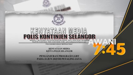 Polis siasat cubaan anjur program LGBT di Petaling Jaya