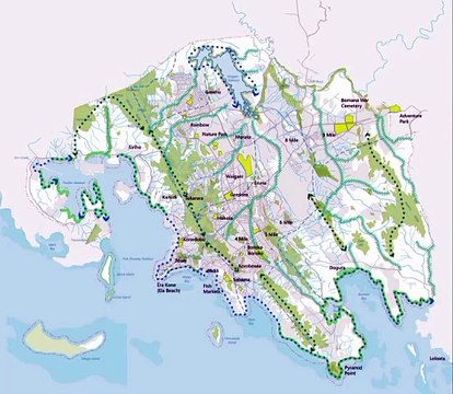 Map of National Capital District. Peta Distrik Ibu Kota Nasional. National Capital District Map. Map bilong Nesenel Kapitol Distrik. Carte du district de la capitale nationale. Mapa do Distrito da Capital Nacional. Mapa del Distrito Capital Nacional