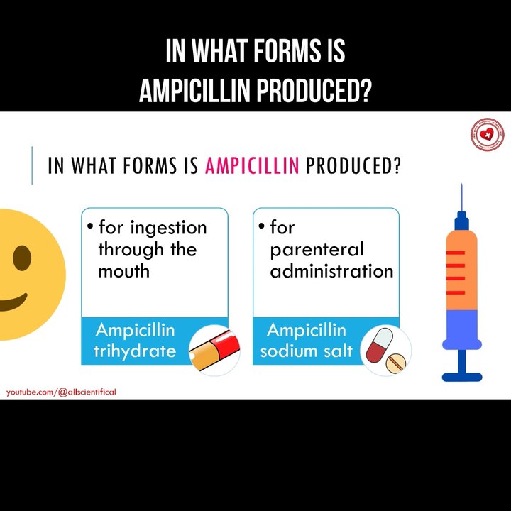 In what forms is ampicillin produced?