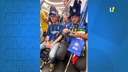 Torcedores de PSG e Inter de Milão se encontram em vagão antes da final da Champions