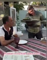Russian in a Turkish Resturant.Talking with wife needs not understanding language .
