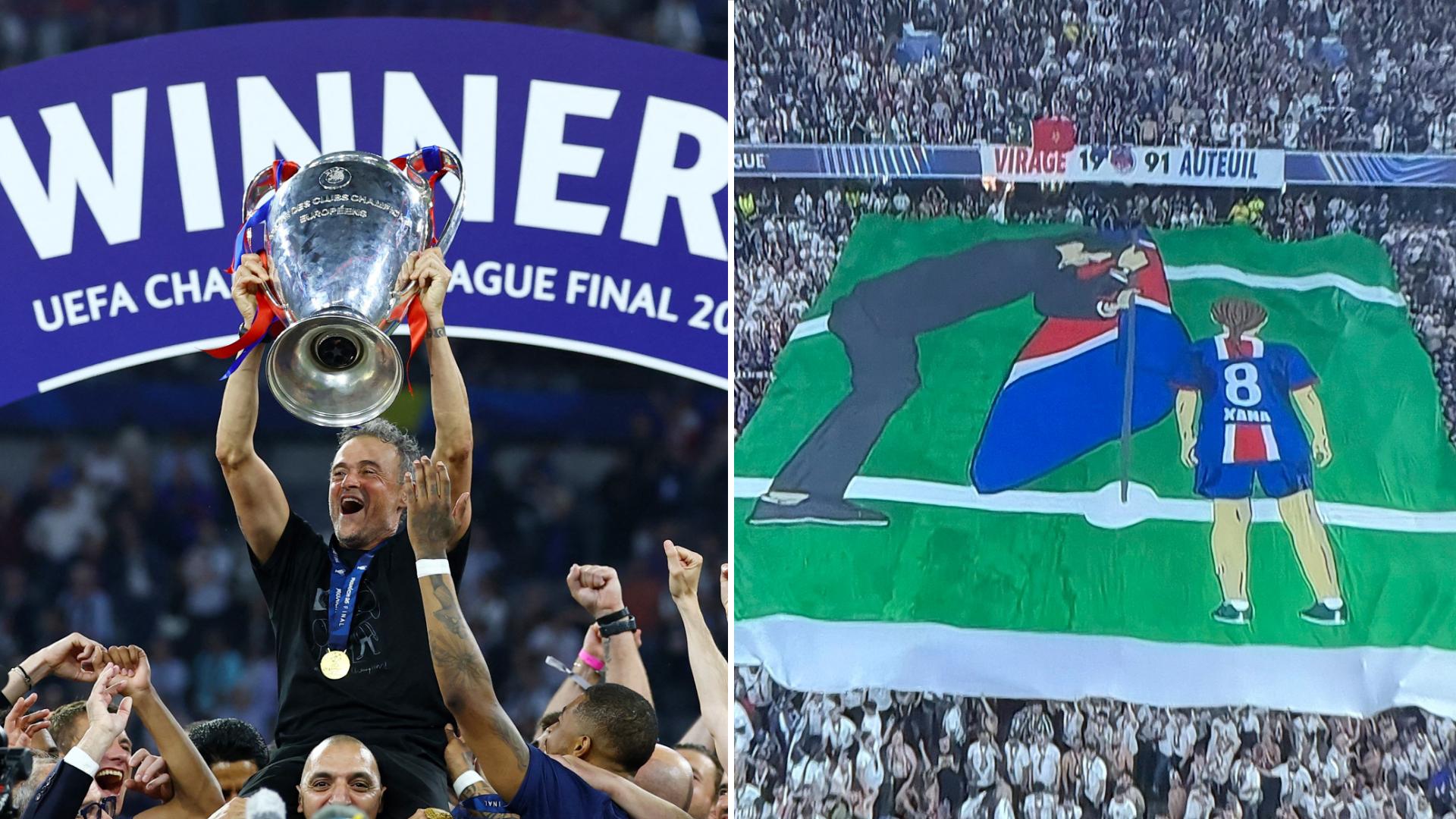 (VIDEO) The emotional PSG fan tifo for Luis Enrique honoring his daughter Xana after winning the Champions League